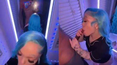 Anã gostosa do cabelo azul Dabb Gasm porno mamando em pé